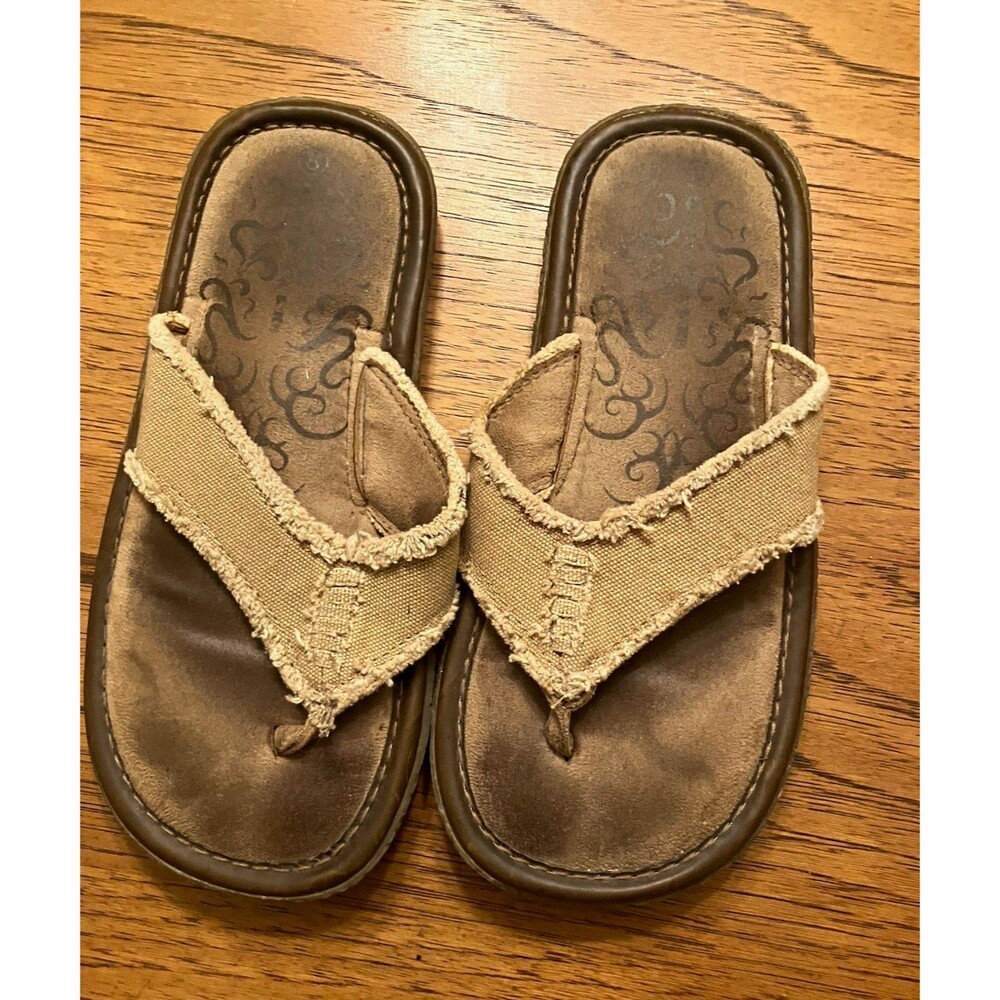 Airwalk Women’s Size 8 Brown/Beige Leather Slide Sandals Cushioned Comfort